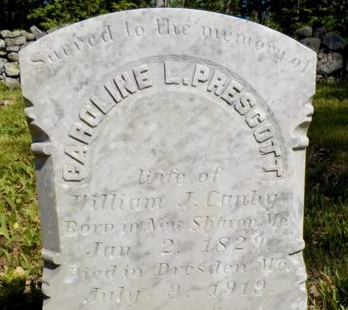 Caroline Louisa Prescott Canby's Grave Marker