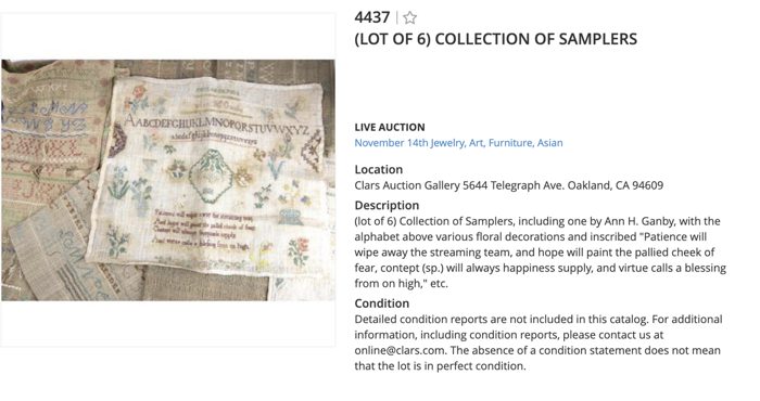 Clars Auction Listing