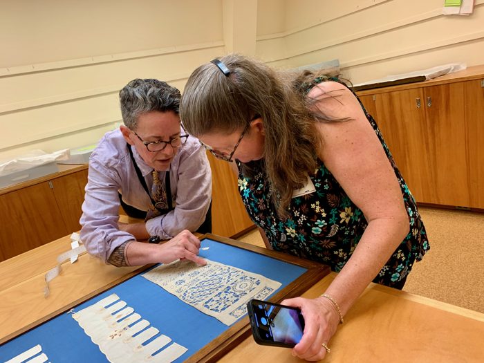 Studying a Sampler at Winterthur
